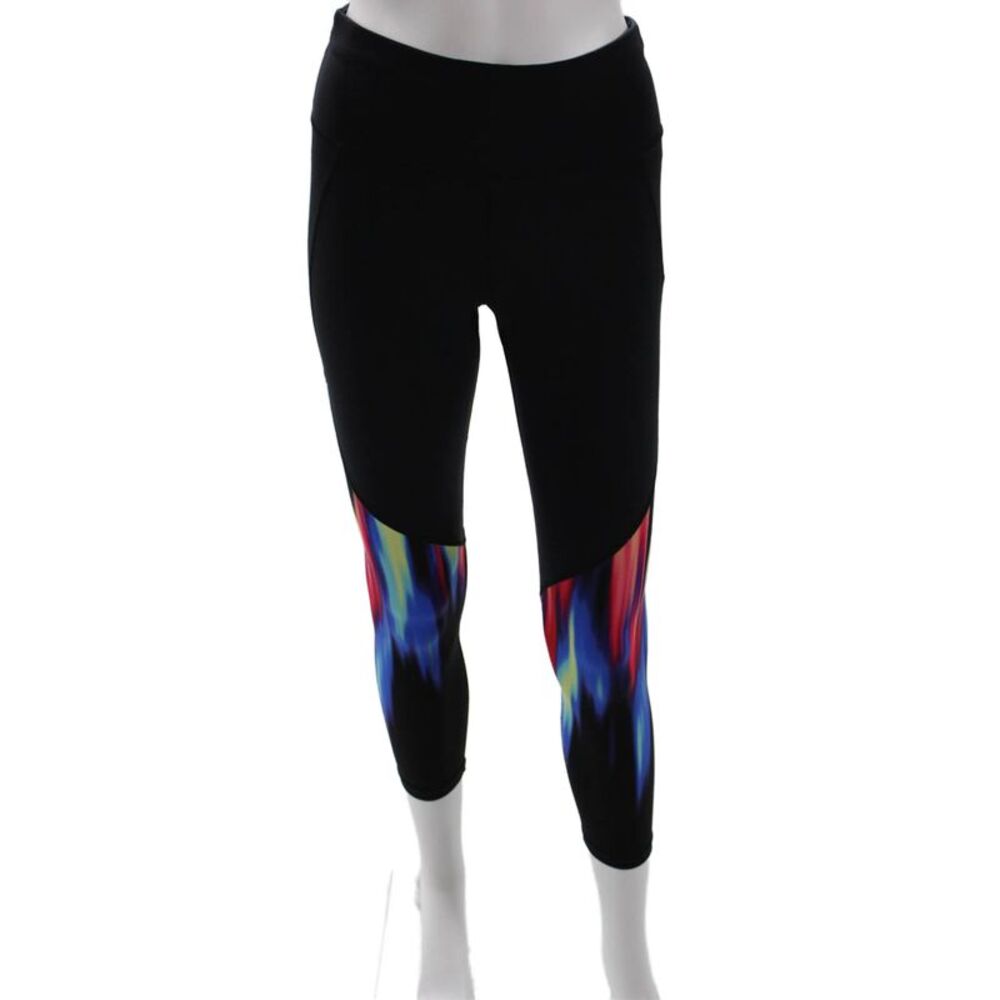 Sweaty Betty, Womens Cropped Leggings Black Graphic Print Size S